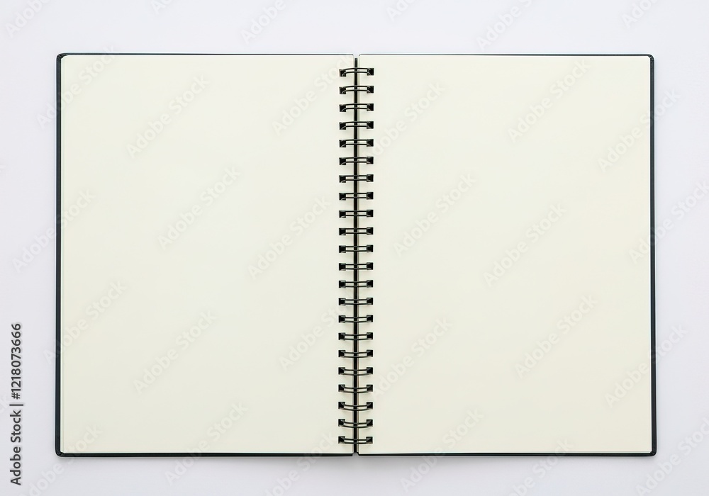 A spiral bound notebook is open to a blank page AI Generated A spiral bound notebook is open to a blank page AI Generated