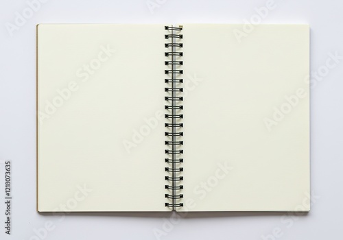 A spiral bound notebook is open to a blank page AI Generated