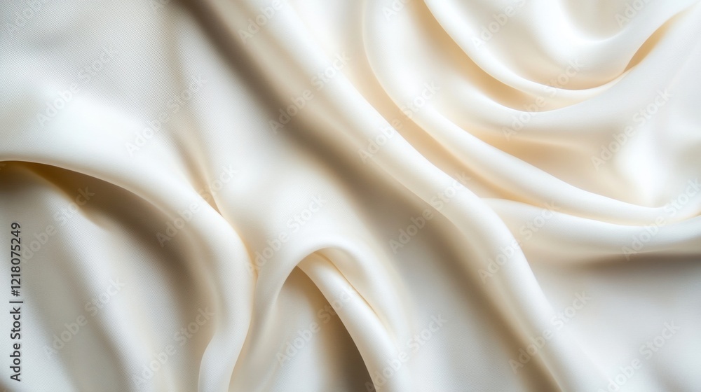 Fototapeta premium Delicate white silk flows seamlessly, showcasing its smooth texture and subtle sheen in a serene and softly lit environment