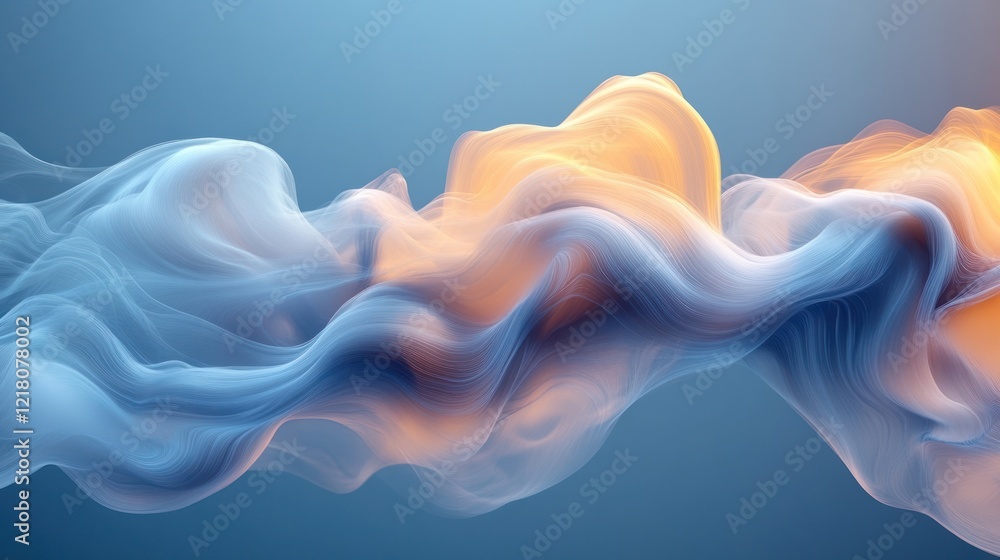 Obraz premium Abstract Blue and Orange Wave Flowing