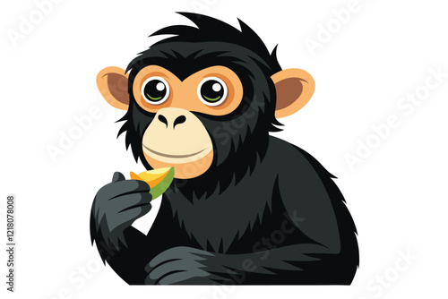 Young black realistic monkey jumping   on a white background vector illustration.