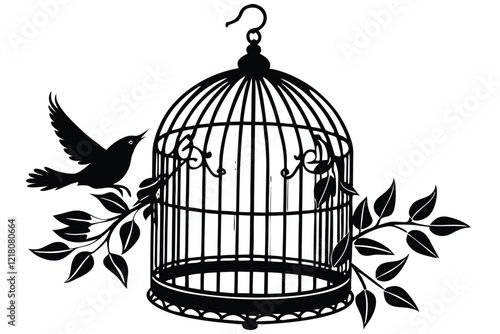 Silhouette Vintage Bird Cages