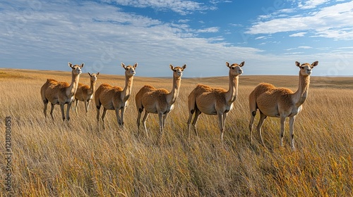 Goitered Gazelles Stand Tall In Golden Grasslands photo