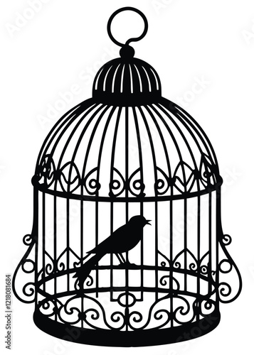 Silhouette Vintage Bird Cages