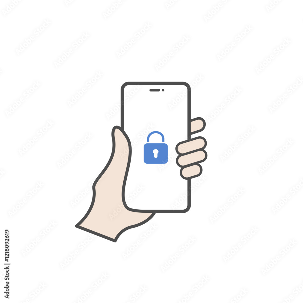 Lock icon on smartphone. Vector illustration Lock icon on smartphone. Vector illustration