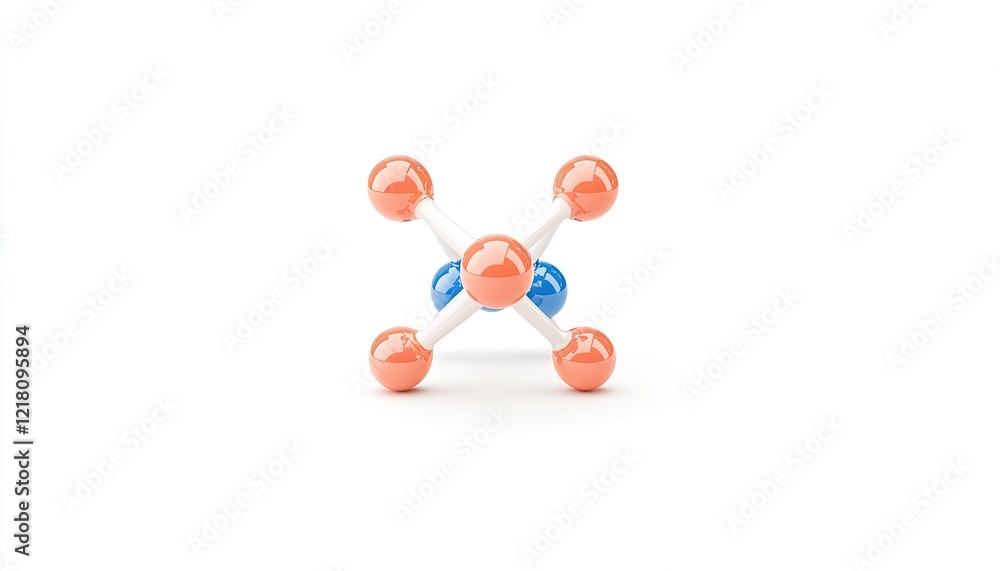 3D molecular structure showcasing atoms connected by bonds, representing chemical composition and interactions 3D molecular structure showcasing atoms connected by bonds, representing chemical composition and interactions