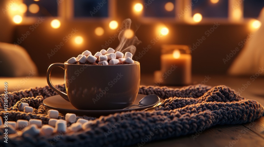 custom made wallpaper toronto digitalCozy hot chocolate with marshmallows in a warm setting