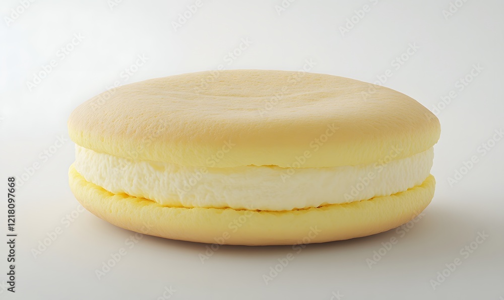 Cream-filled cookie, studio shot, white background, dessert Cream-filled cookie, studio shot, white background, dessert