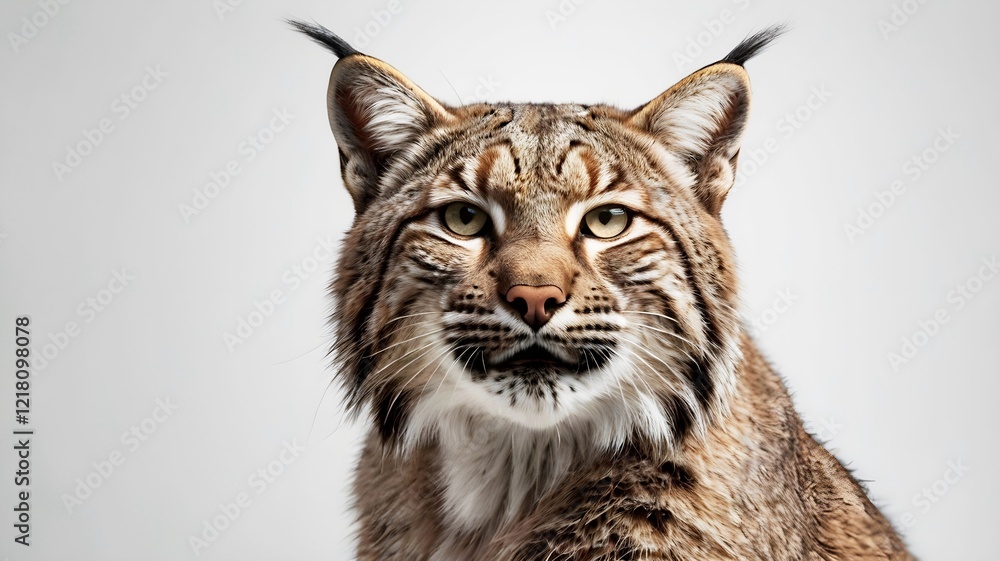 Obraz premium bobcat with tufted ears posing against white background