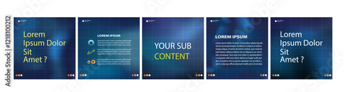 Vector social media template or carousel mockup blue dark gradient editable