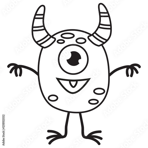 Funny stick  figure monster vector cartoon illustration