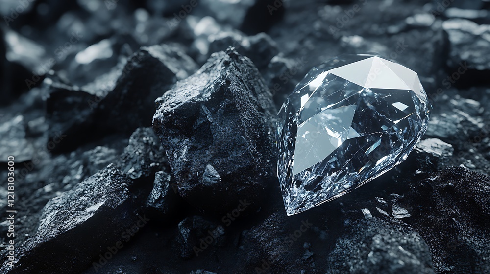 A Brilliant Discovery: Pear-Shaped Diamond Amidst Dark Rocks A Brilliant Discovery: Pear-Shaped Diamond Amidst Dark Rocks