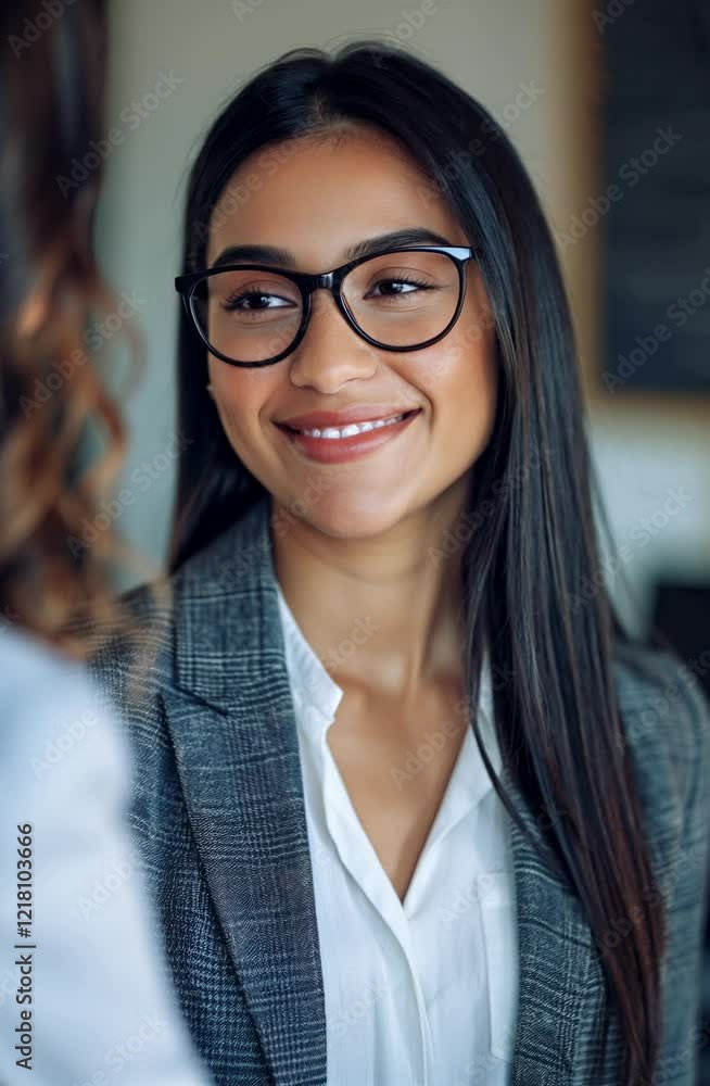 Confident businesswoman engaging in conversation with female coworker Confident businesswoman engaging in conversation with female coworker