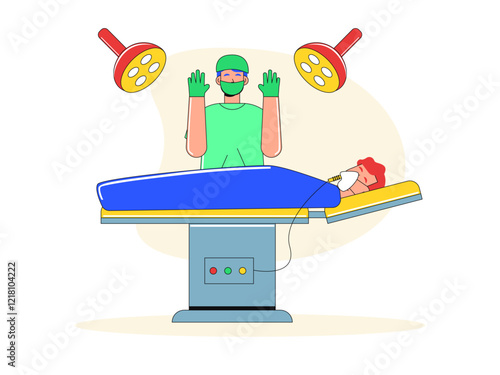 Doctor will operate on the patient. Healthy problems illustrations. Flat vector illustrations