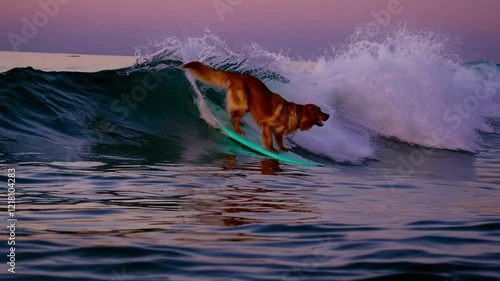 Surfing Dog at Sunset: A Joyful Adventure on the Waves
