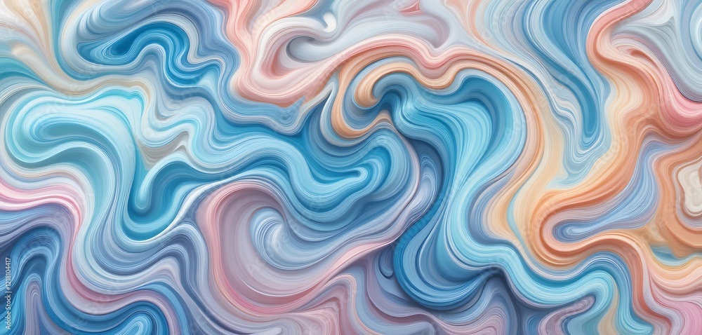 Fototapeta premium Abstract Swirling Pastel Blue and Peach Hues