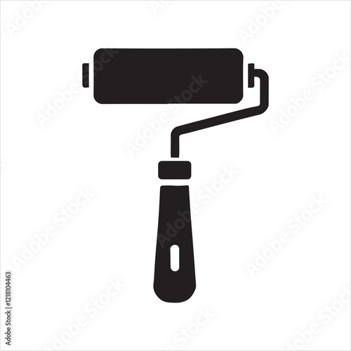 Paint Roller, paint brush icon symbol vector silhouette isolated in white background
