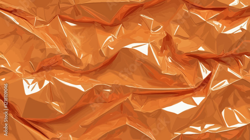 Rendered collage of orange cellophane plastic foil texture. Background for banner, background or texture for 3D mapping