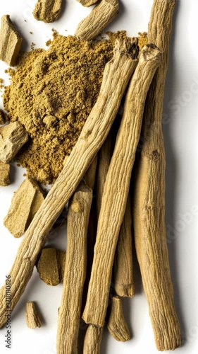 High-quality ashwagandha root and powder showcasing the benefits of this ancient herb