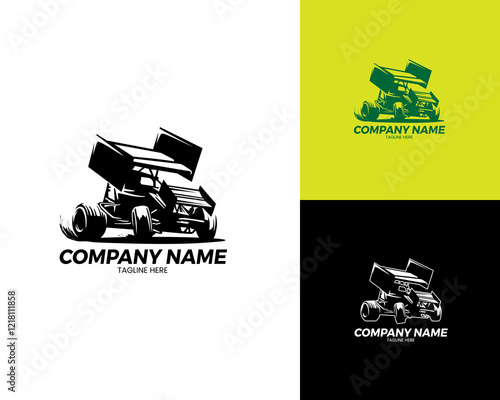 sprint car racing silhouette logo include a black and white version