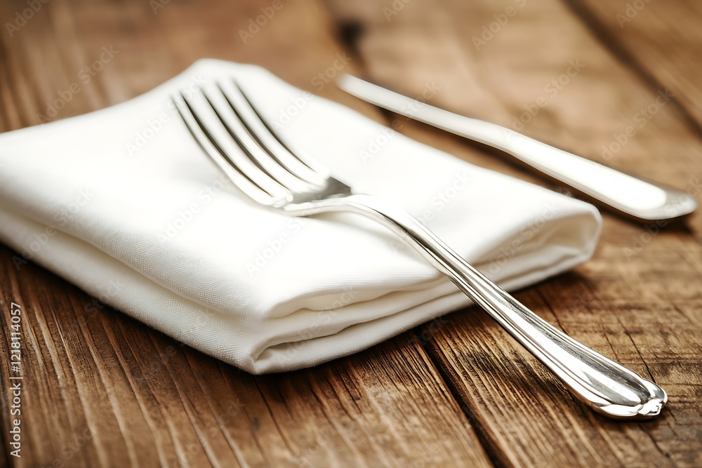 Elegant Table Setting with Silverware and Napkin Elegant Table Setting with Silverware and Napkin