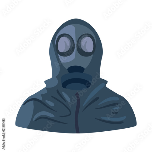 Blue gas mask biohazard suit