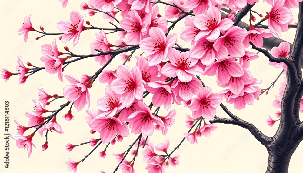 Fototapeta premium Stunning Pink Cherry Blossoms in Full Bloom