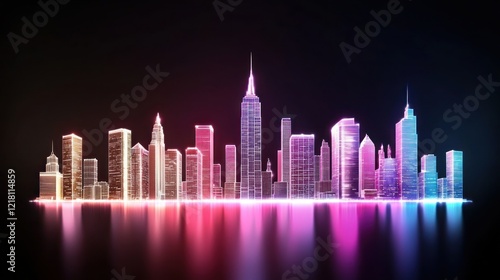 Vibrant Neon City Skyline at Night