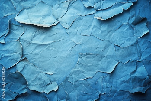Wallpaper Mural Torn blue paper texture, crumpled and distressed. Ideal background for distressed, vintage, or abstract designs. Torontodigital.ca