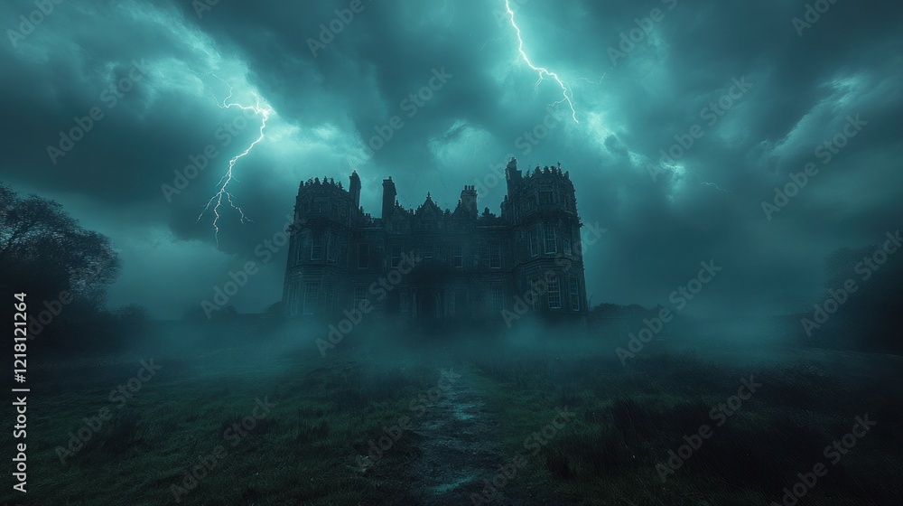 Stormy night, gothic castle, fog, lightning, dark, mysterious. Stormy night, gothic castle, fog, lightning, dark, mysterious.