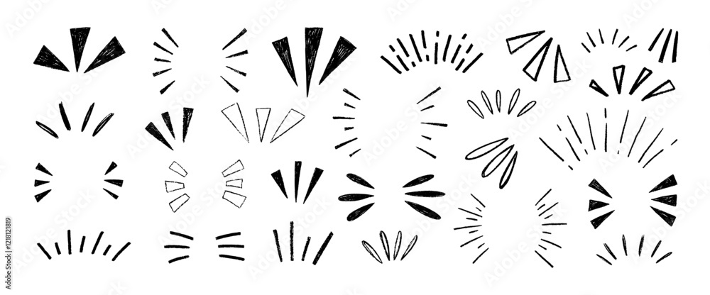 Εκτύπωση καμβά Crayon drawn attention symbols, doodle expression signs, simple sketch line emphasis
