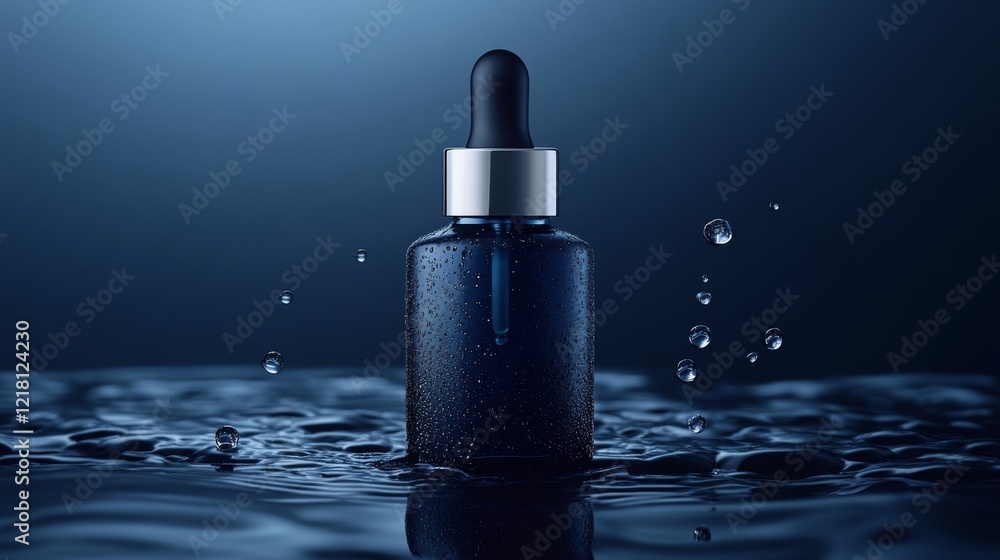 Captivating Close-Up of Frosted Dark Navy Blue Dropper, Clean and Blemish-Free, Detailed Macro Photography Captivating Close-Up of Frosted Dark Navy Blue Dropper, Clean and Blemish-Free, Detailed Macro Photography