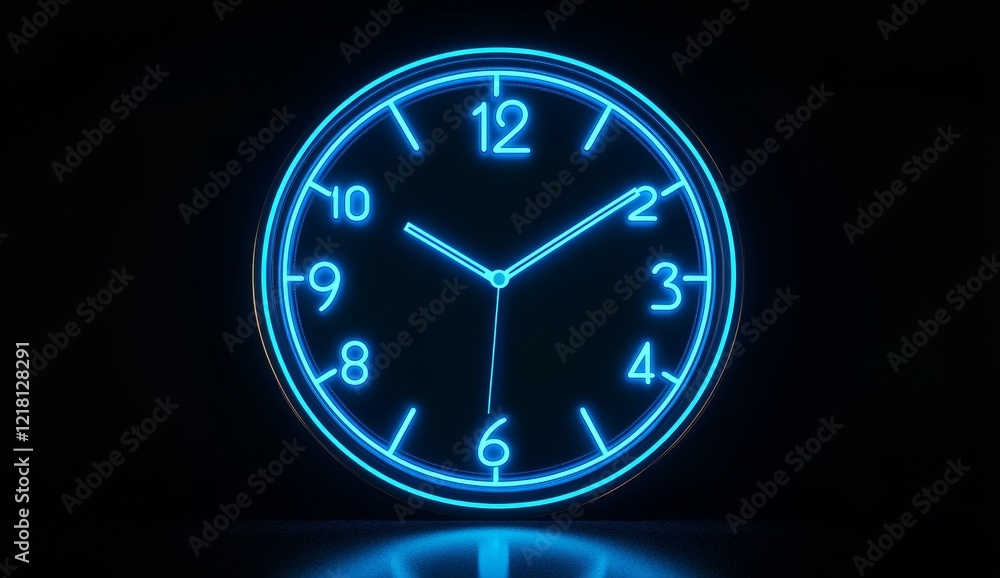 Neon clock showing time. Neon clock showing time.