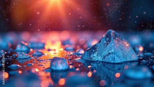 Glass surface glistens with icy water droplets, Dripping Water, Glass Glistening, Cool Colors