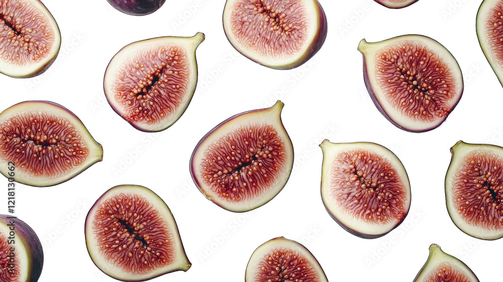 Fresh fig halves pattern on black background for food visuals (1) Fresh fig halves pattern on black background for food visuals (1)
