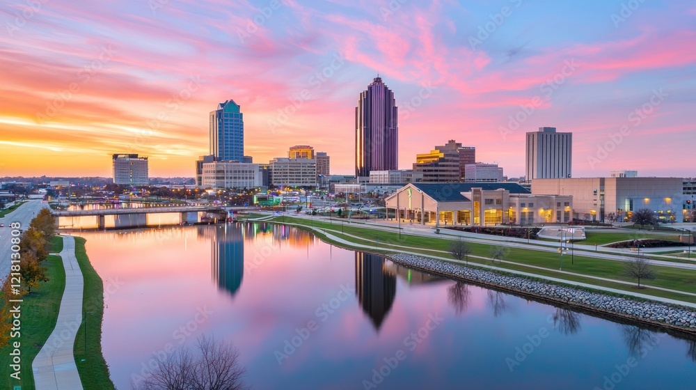Naklejka premium City Skyline at Sunset