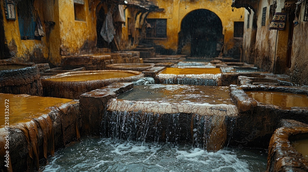 Traditional Moroccan Leather Tannery Water Channels Traditional Moroccan Leather Tannery Water Channels