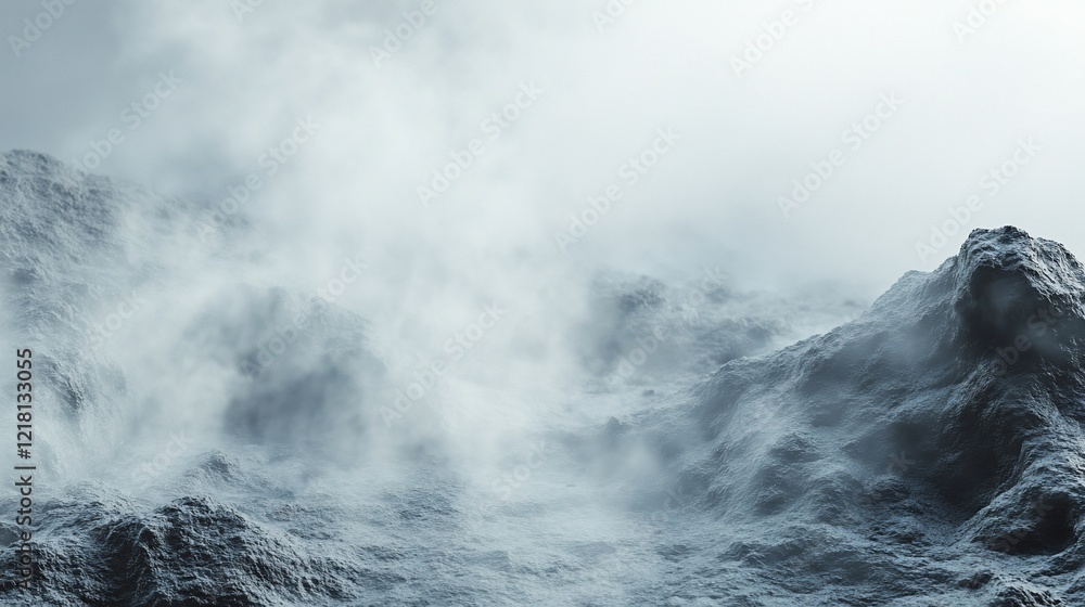 Obraz premium Misty mountain landscape, digital art, background, game design