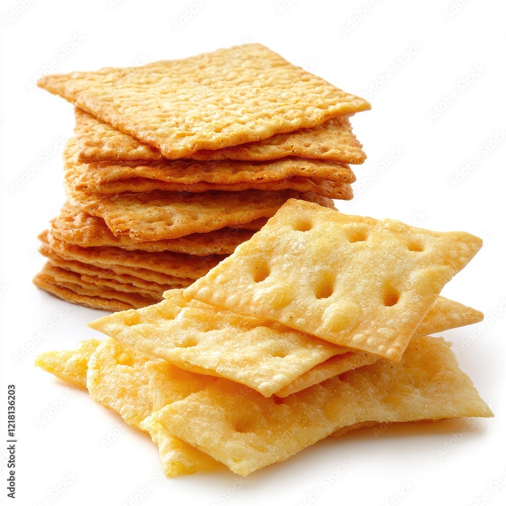 Crispy crackers, cheese, snack, food, white background, studio shot, delicious, tasty Crispy crackers, cheese, snack, food, white background, studio shot, delicious, tasty