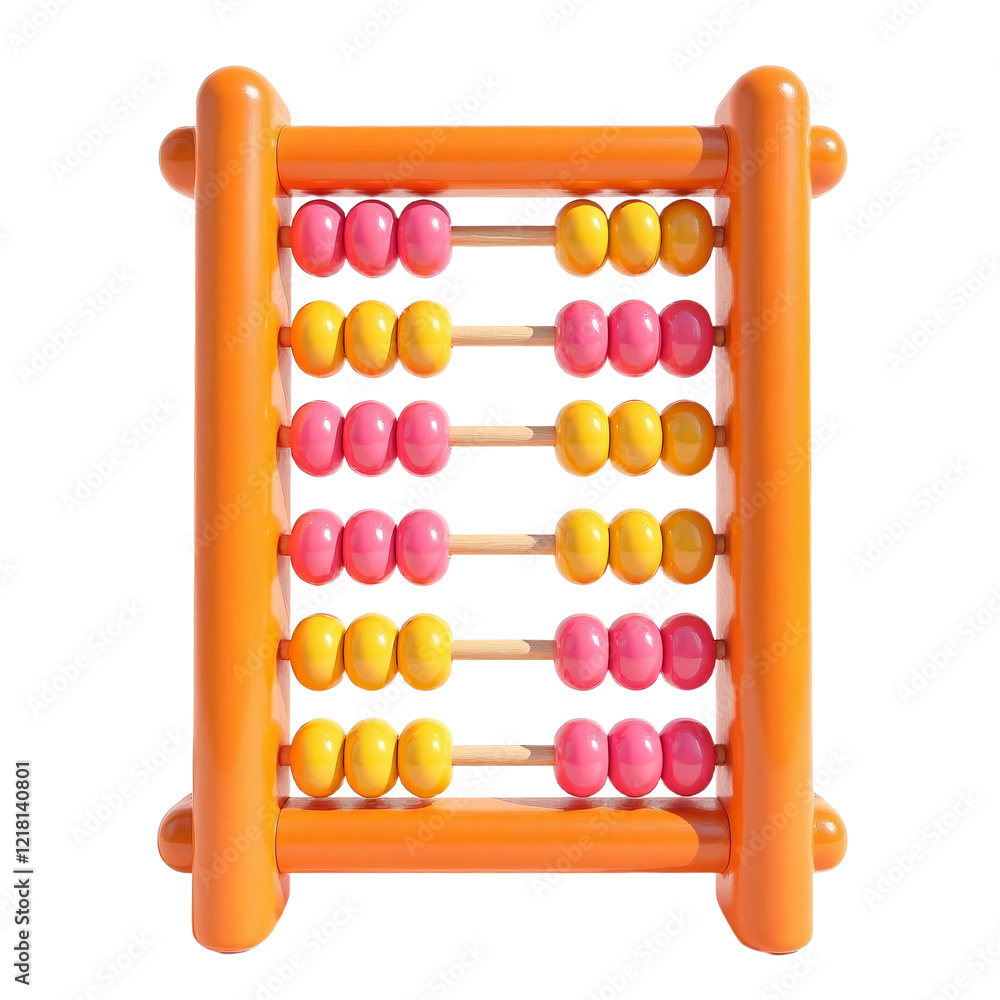 Orange abacus with pink and yellow beads transparent background Orange abacus with pink and yellow beads transparent background