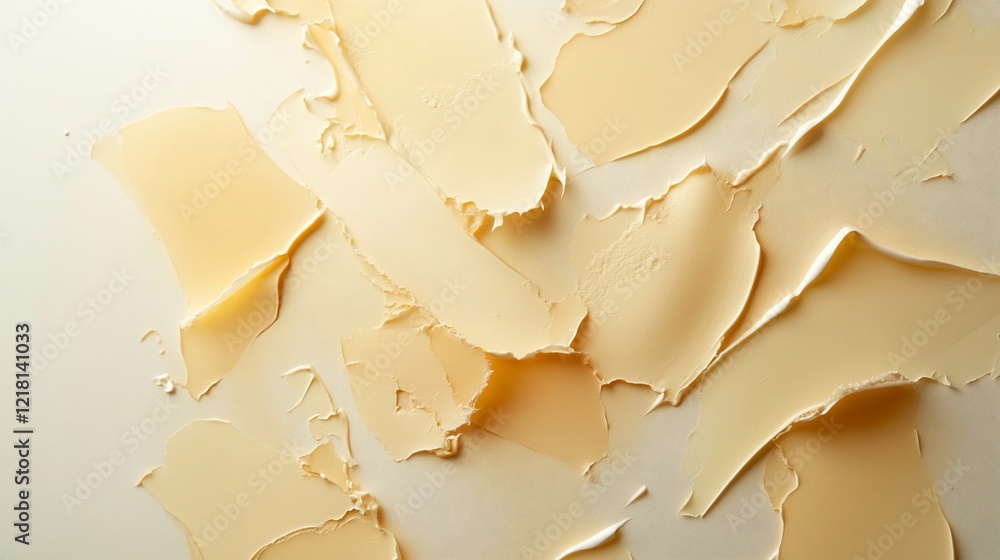 Creamy paste strokes on white, textured background, cosmetic product Creamy paste strokes on white, textured background, cosmetic product