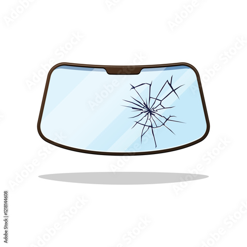 Broken car windshield vector isolated on white background.