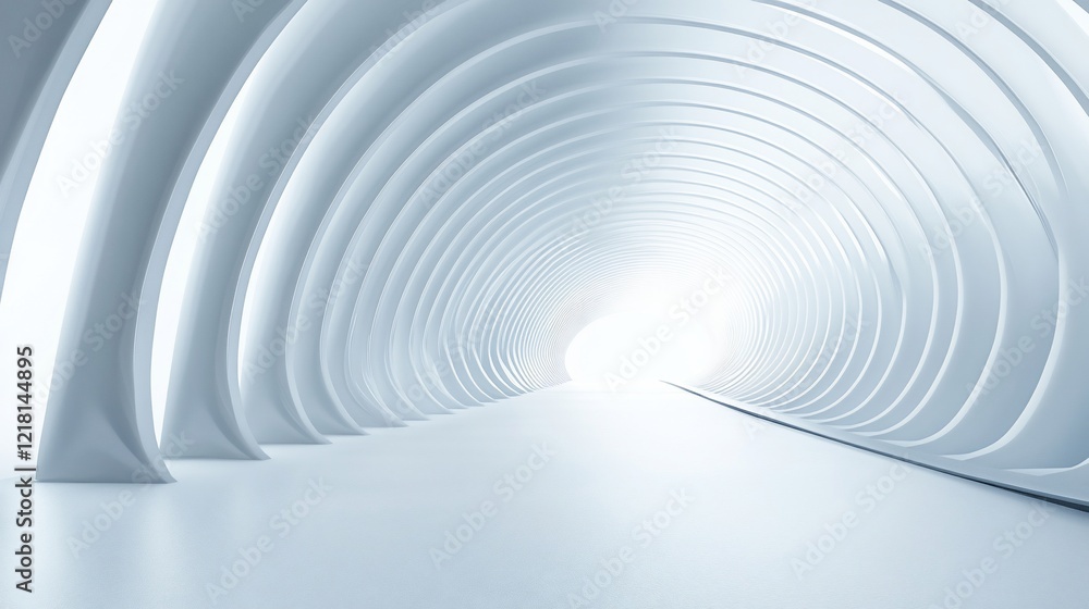 Abstract white tunnel, glowing end, futuristic architecture, bright background, website design Abstract white tunnel, glowing end, futuristic architecture, bright background, website design
