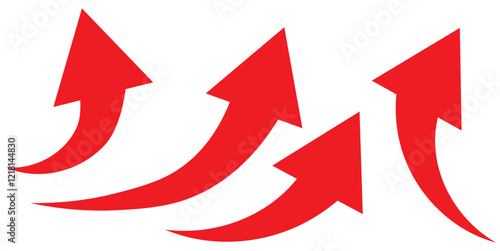 Long business growth curved arrow. Financial goal background template. Investment economy value concept.