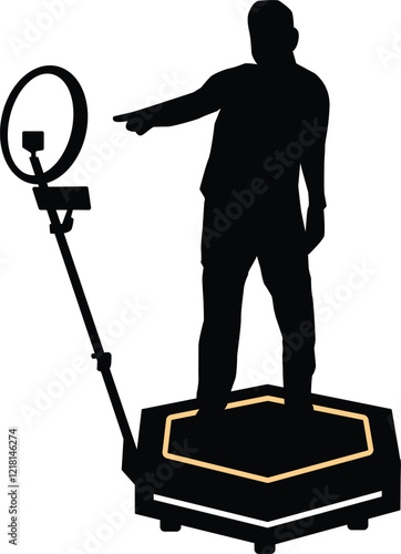 360 Photo Booth With A Man Silhouette Illustration