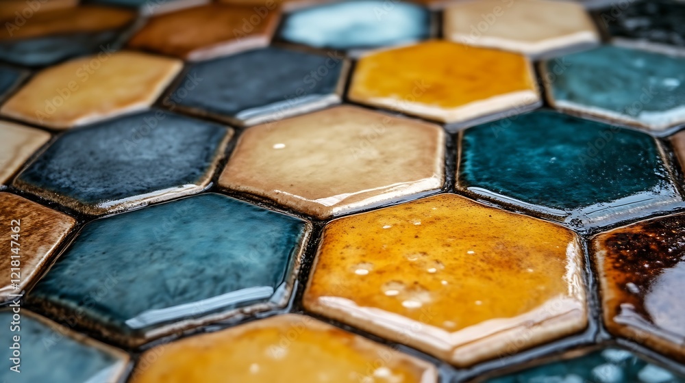 Colorful Hexagonal Tiles Pattern Background Colorful Hexagonal Tiles Pattern Background