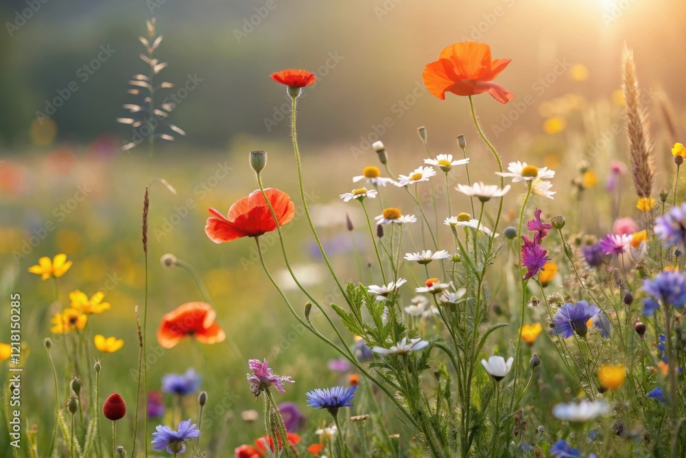 Obraz premium field of red poppies flowers