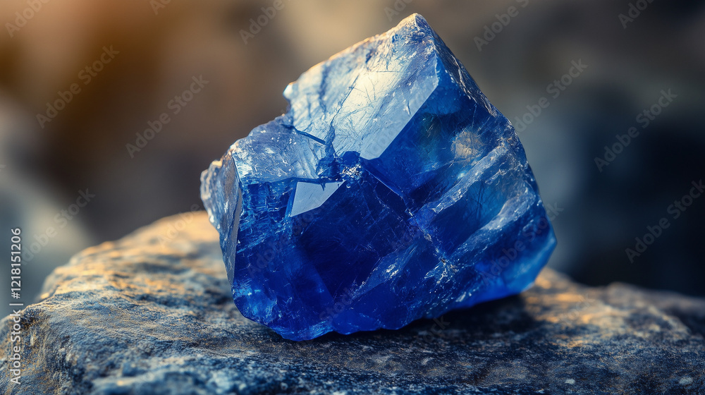 Raw sapphire stone with natural shape and bright blue color mixed with white, placed on a stone table with natural lighting that emphasizes its texture, Raw sapphire stone with natural shape and bright blue color mixed with white, placed on a stone table with natural lighting that emphasizes its texture,