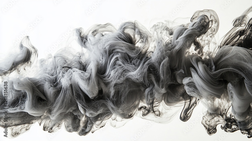 Gray ink swirling in water, white background, abstract design, advertising Gray ink swirling in water, white background, abstract design, advertising