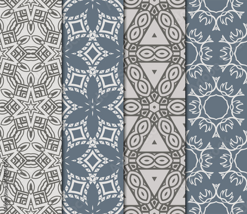 set of modern floral seamless pattern art background. Luxury texture for wallpaper, invitation. Vector illustration.